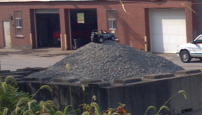 McKeesport municipal lot, spirit of whimsey, toy Jeep on a gravel pile