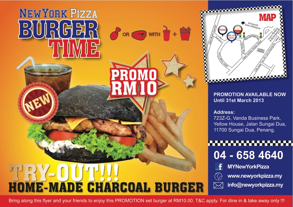 月光下のApplefish Charcoal Burger New York Pizza, Jalan Sungai Dua, Penang