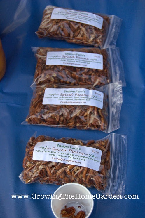 Samples for Farmers Market Customers spiced pecan samples