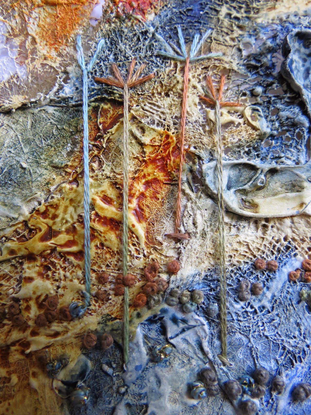 CAROLYN SAXBY MIXED MEDIA TEXTILE ART tangles