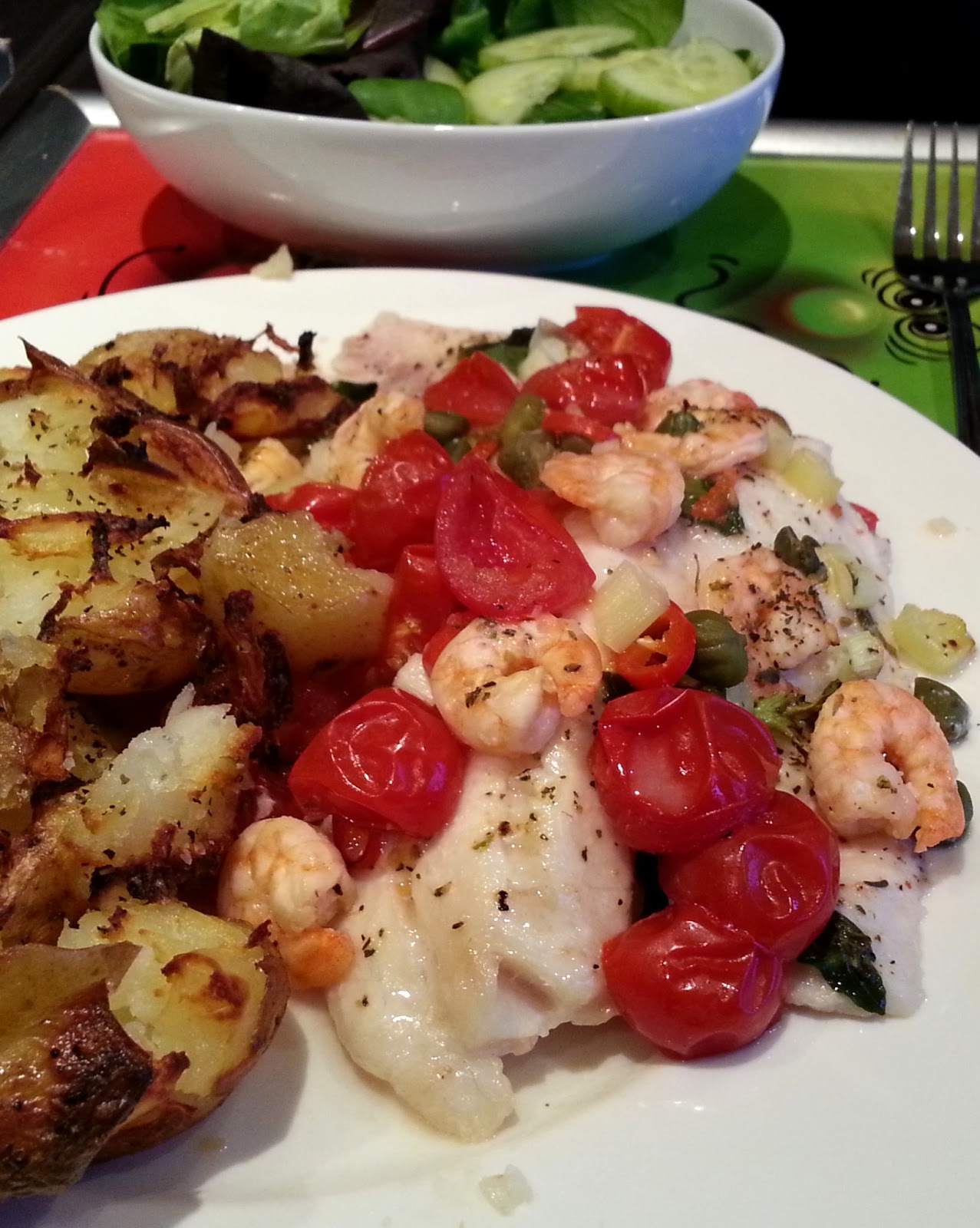 Slimming World Delights Tilapia, Shrimp and Tomato Bake