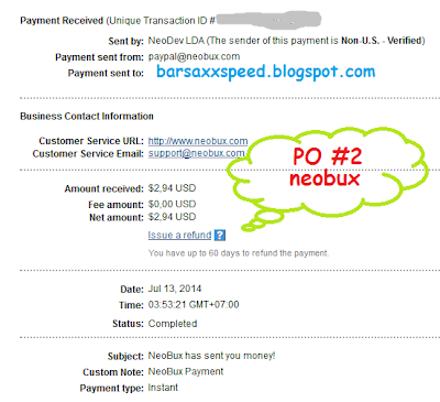 bukti payout/pembayaran dari ptc neobux