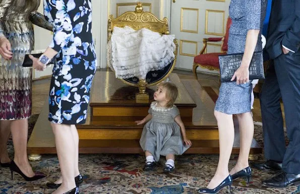 Princess Estelle of Sweden; Crown Princess Victoria of Sweden and Prince Daniel of Sweden are seen at Drottningholm Palace for the Christening of Prince Nicolas of Sweden at Drottningholm Palace