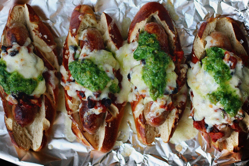 Milk and Honey Chilli Black Bean Hot Dogs with Jalapeno Salsa