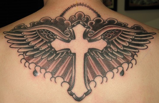 tribal wing tattoo designs Wings and Cross Religious Tattoos Design for Inspiration