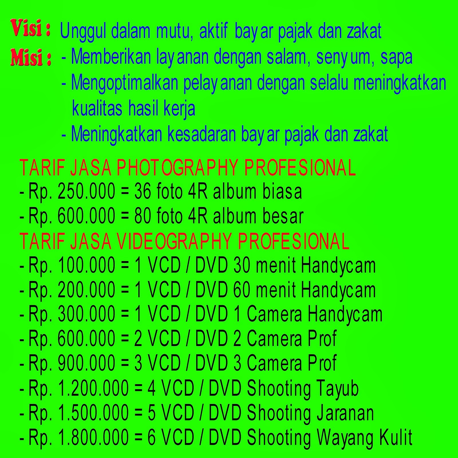 VISI - MISI - FORTUNA EVENT ORGANIZER