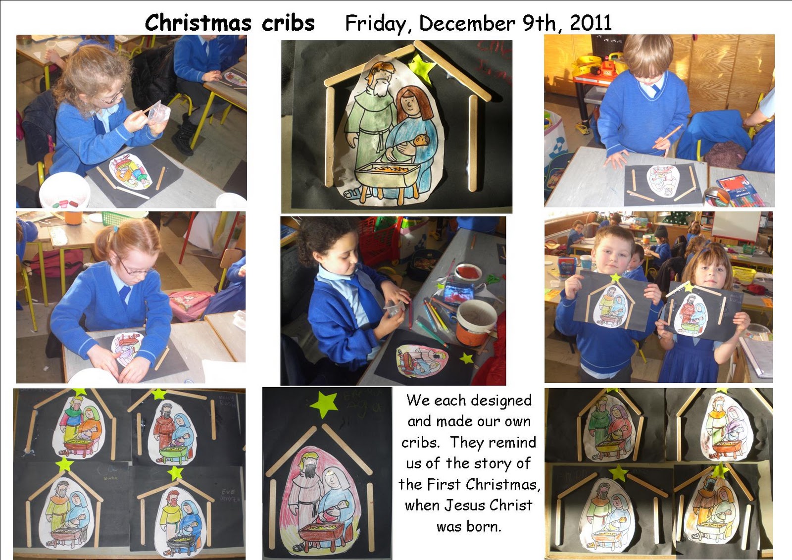Art, Music and Drama Page: Christmas cribs in Senior infants
