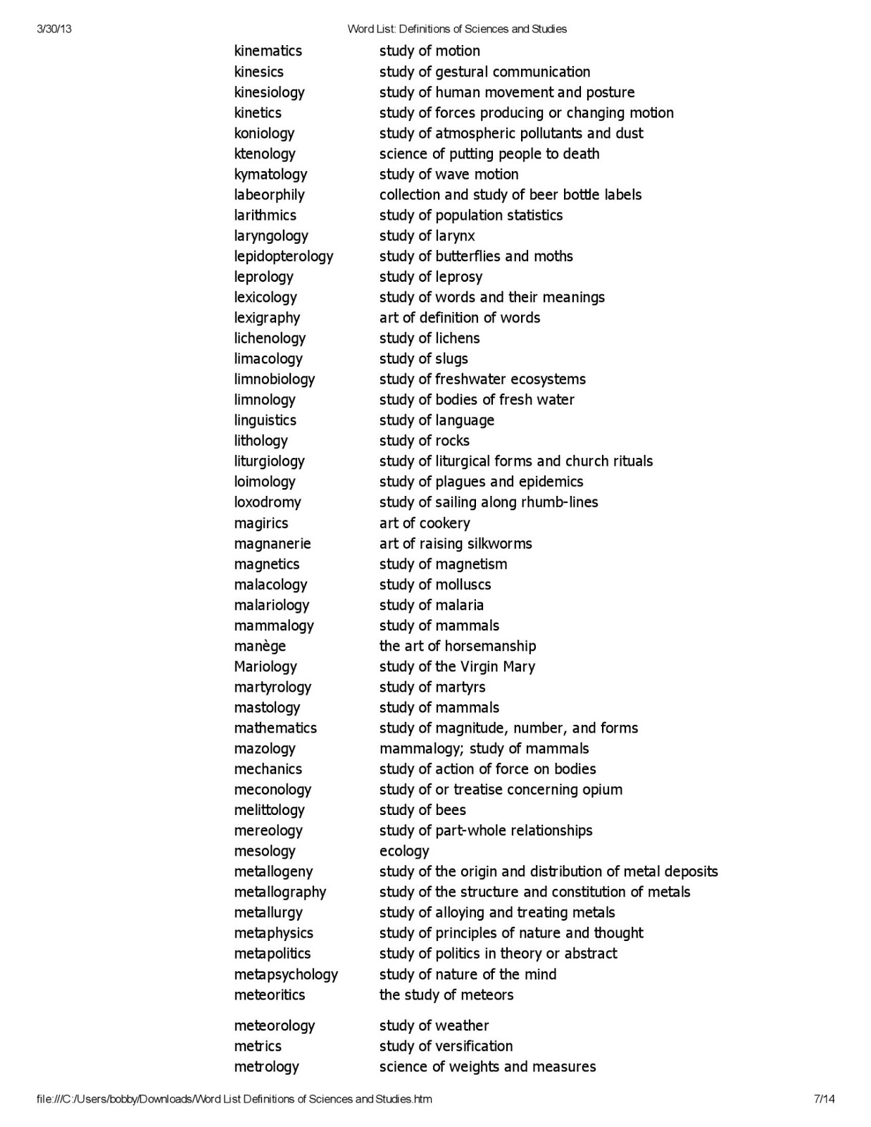 list of words ending in ology pdf