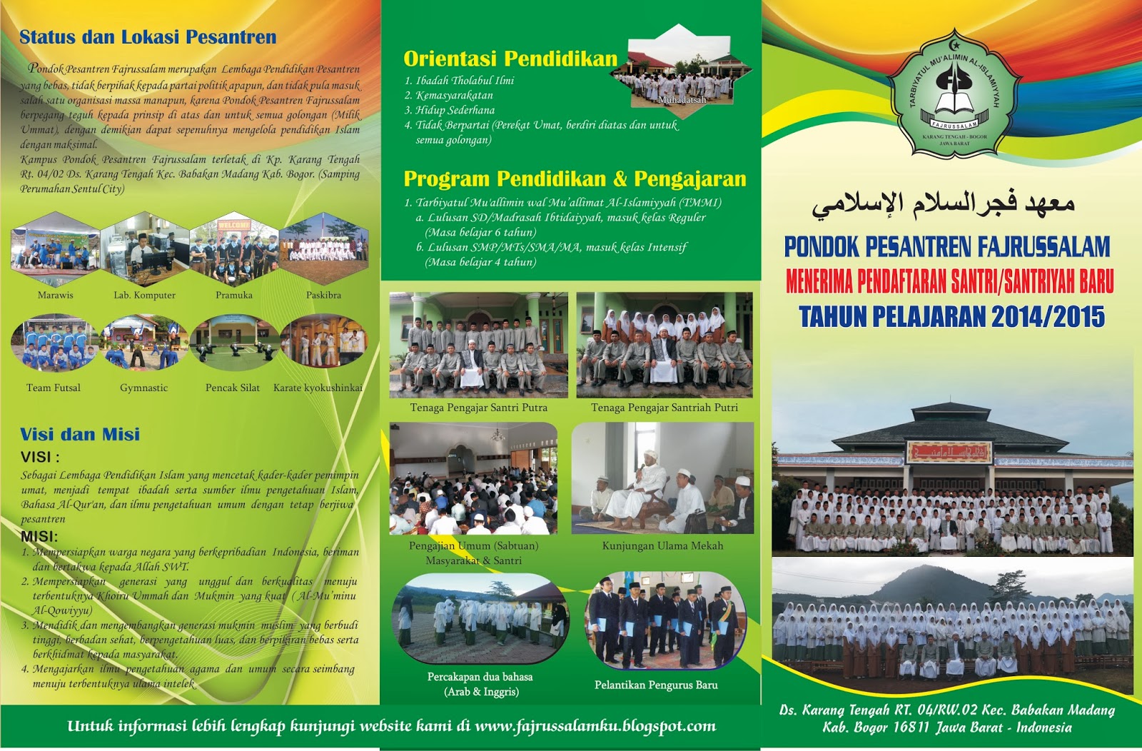 Brosur Pontren Fajrussalam Tahun Pelajaran 20142015
