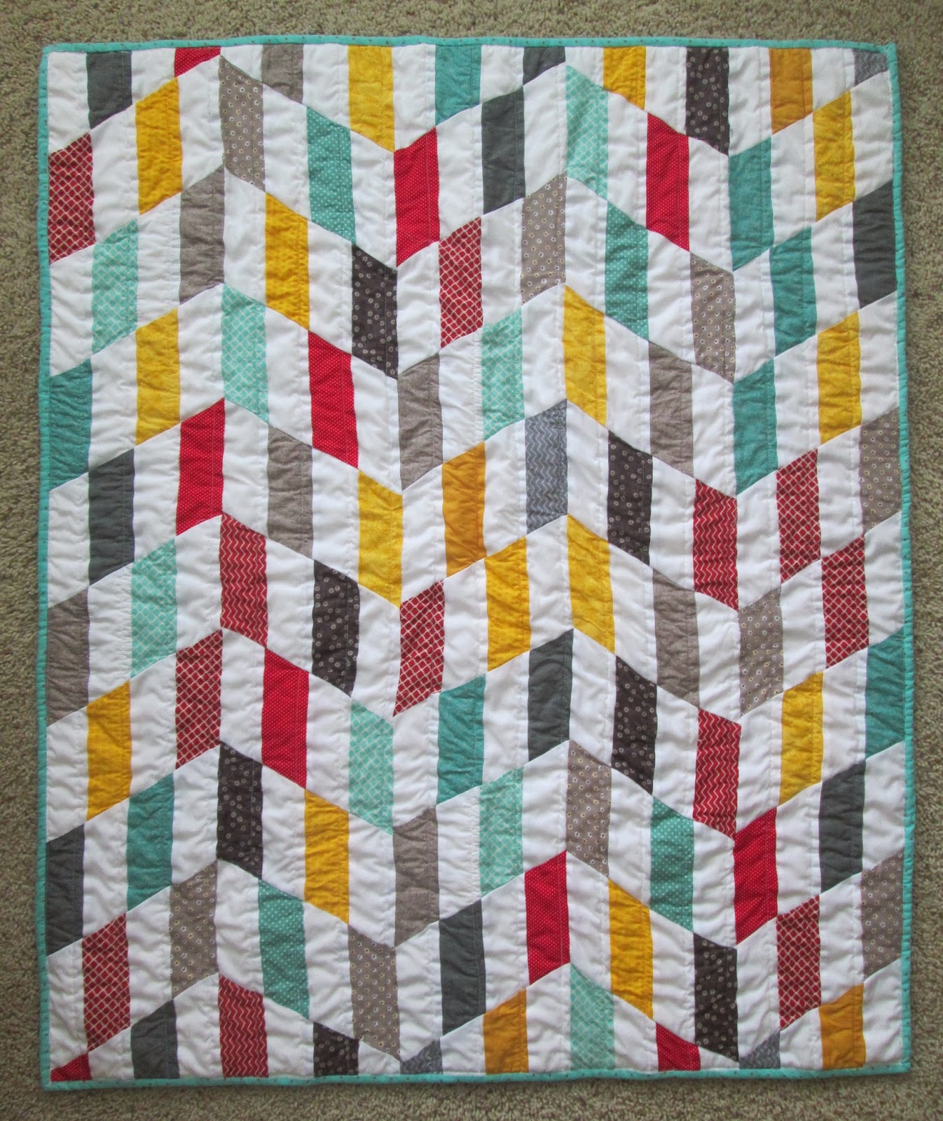 Quackadoodle Quilt Striped Chevron Quilt