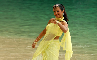 Actress Trisha in Yellow Saree Photos