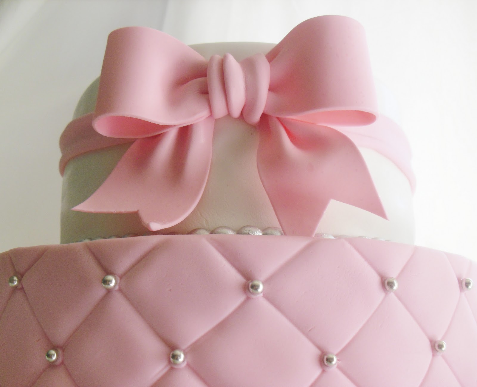 made FRESH daily Quilted Pink and White Baby Shower Cake