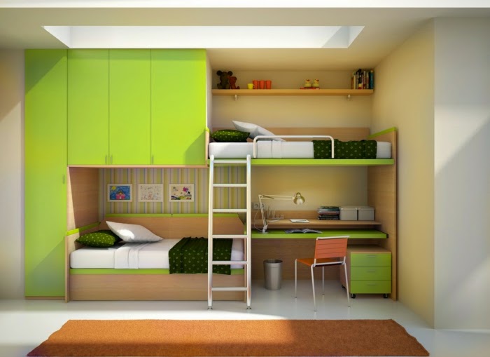 Bedroom Design Loft Bed With Desk For Children And Adults