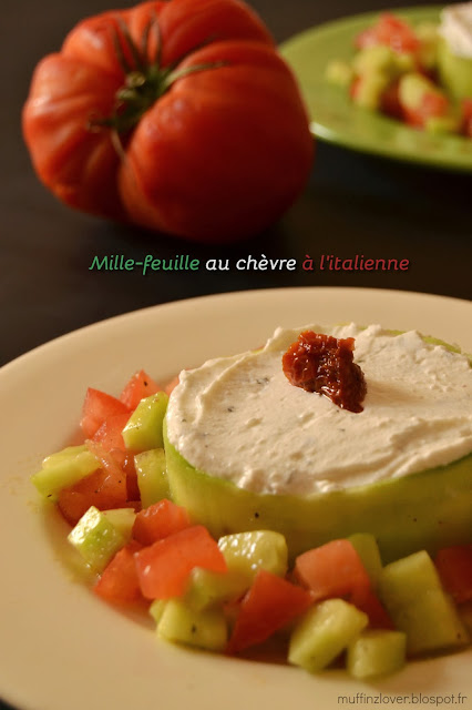 Recette mille feuille chèvre, tomate, concombre - muffinzlover.blogspot.fr