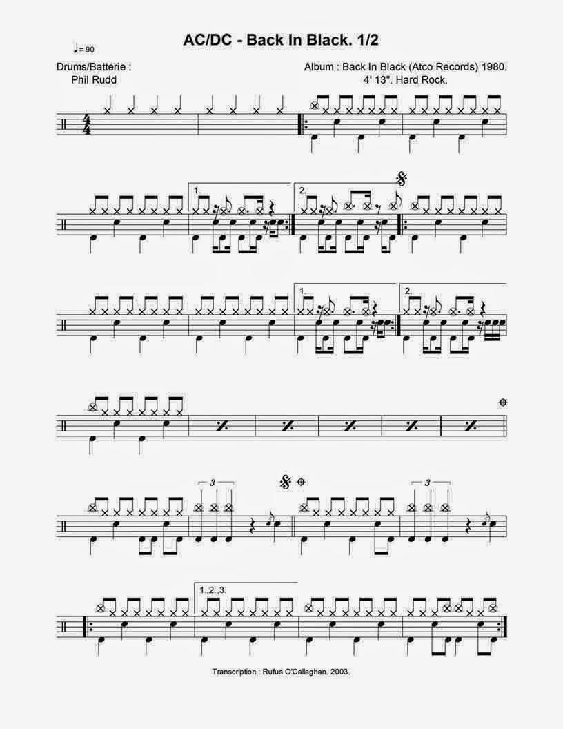 Campanilla Preescolar Sympton partitura bateria back in black Islas