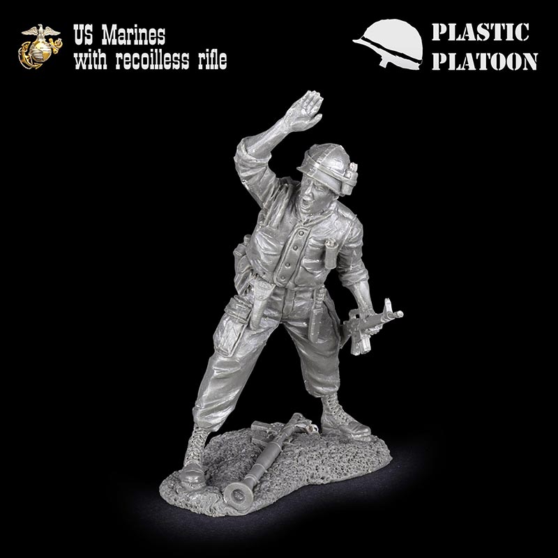 #3 1/32 54mm Plastic Platoon Toy Soldier US Marines With Recoilless Set 6 pc. 
