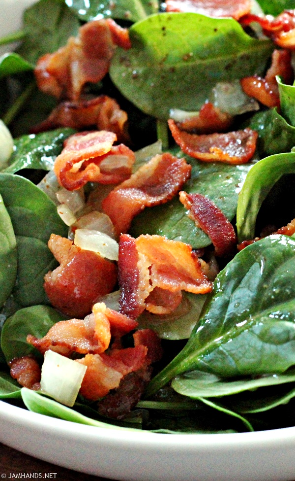 Jam Hands Spinach Salad with Hot Bacon Dressing