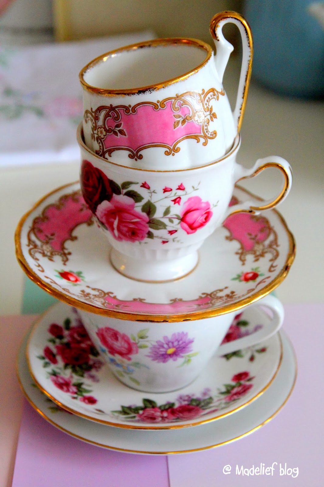 Madelief Vintage tea cup and coffee cup giveaway