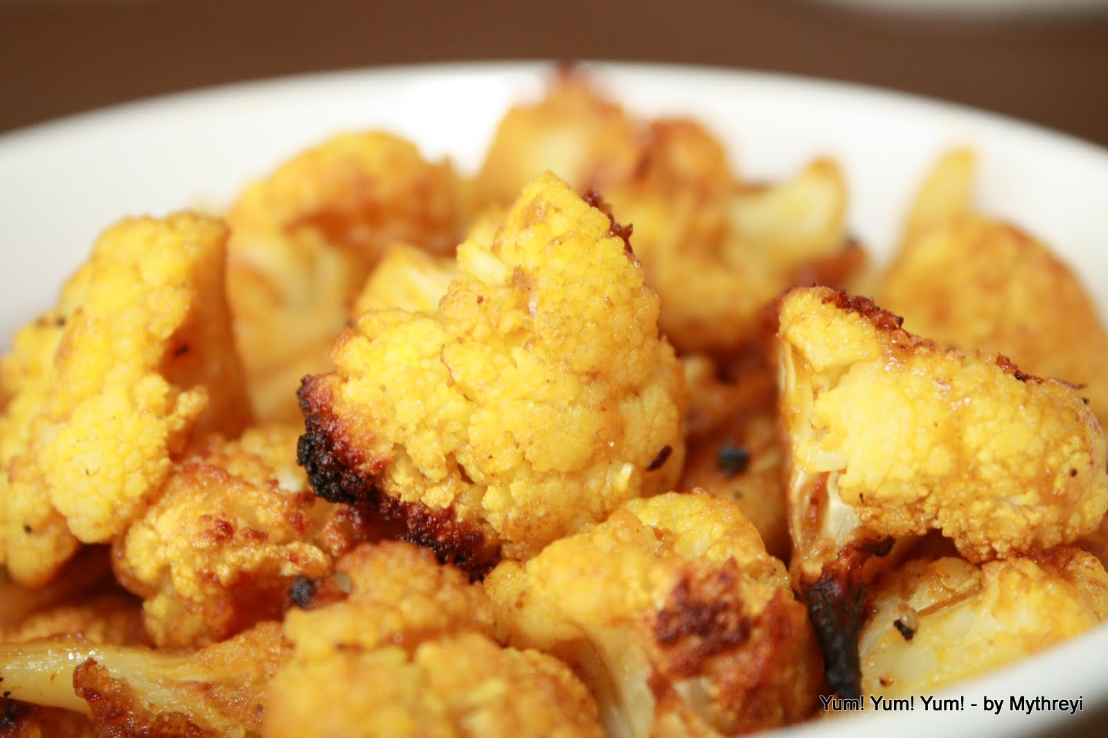 Yum! Yum! Yum! Curried Cauliflower (Baked)