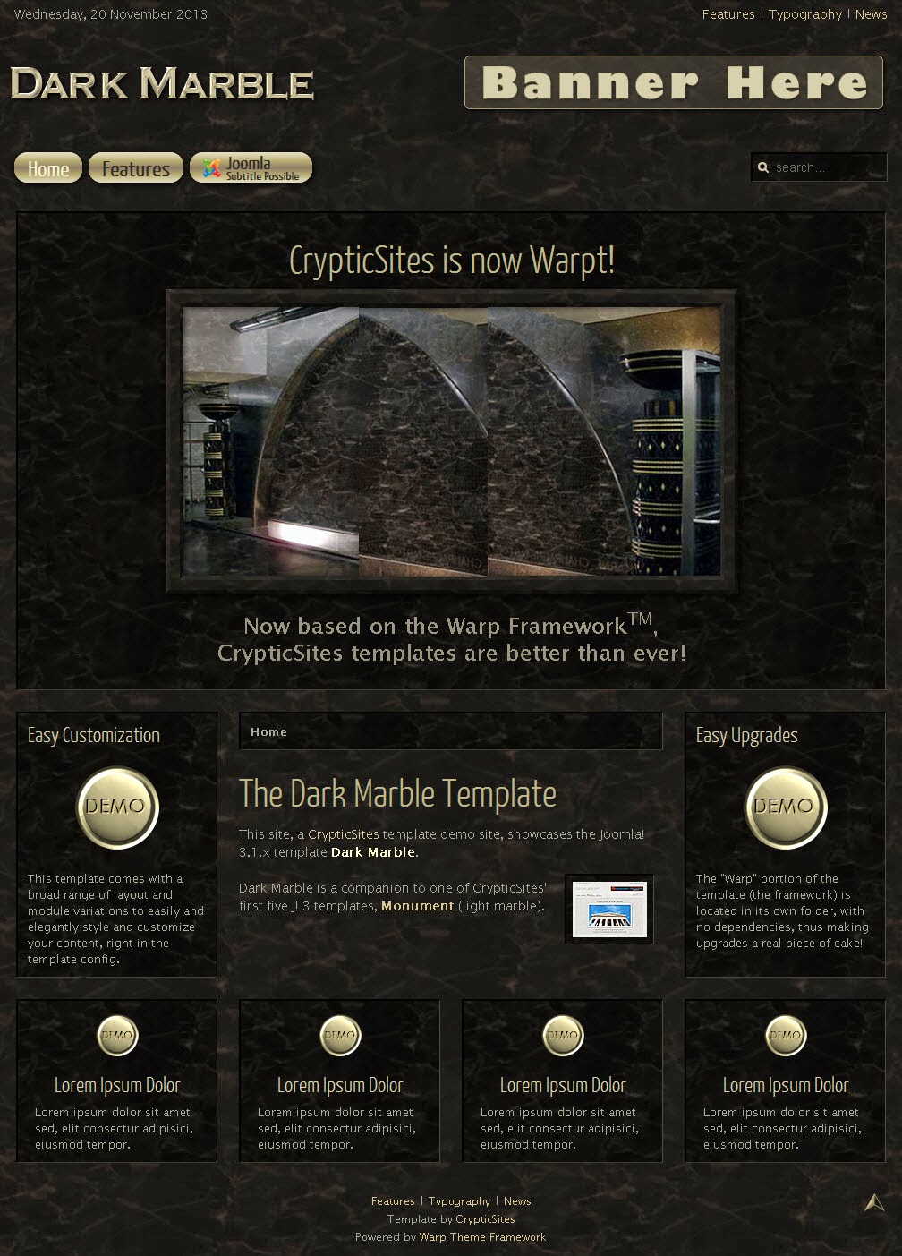 Black Joomla Templates Dark Marble : Black template Joomla 3.X | Free Template ...