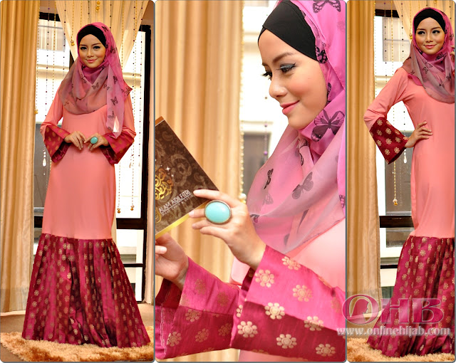dress hijab dengan kain songket