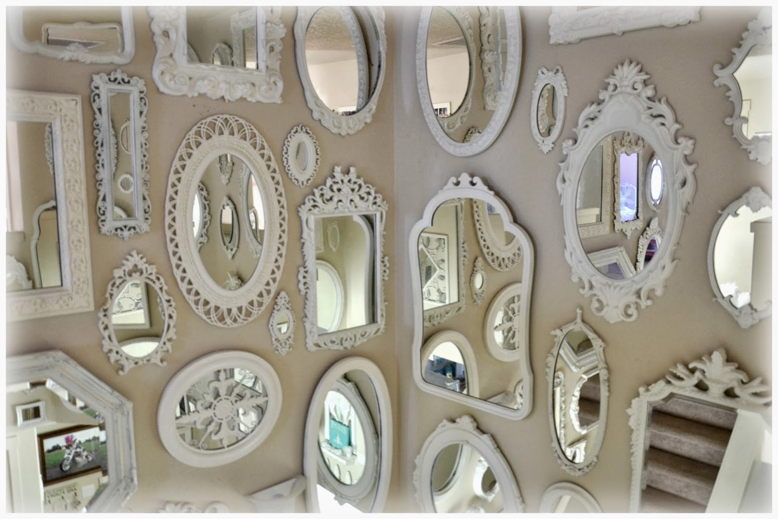Wall Of Mirrors not so shabby - shabby chic: mirror wall is almost complete. Wall Of Mirrors not so shabby - shabby chic: mirror wall is almost complete.