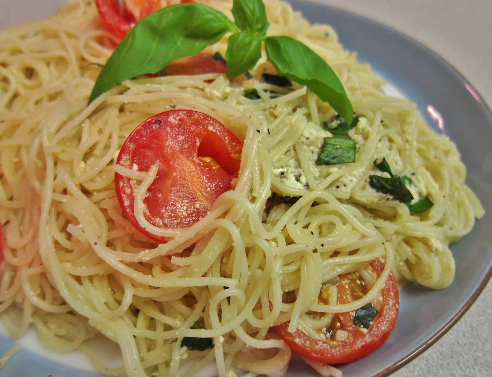 The Vegan Chronicle Pasta with Herbed Goat Cheese and Cherry Tomatoes