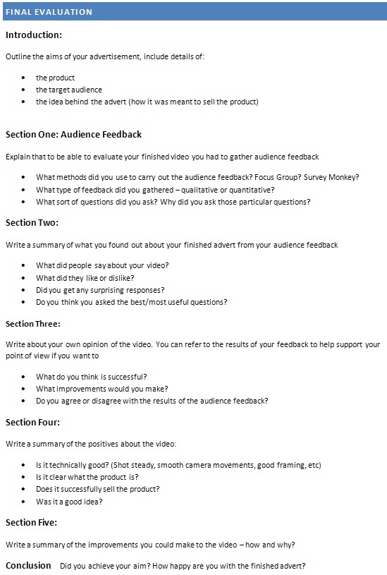 Media production evaluation essay