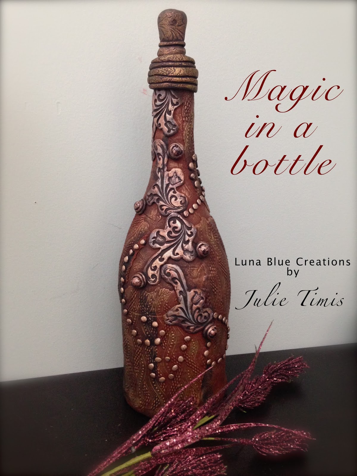 Luna Blue Creations: Polymer Clay Wine Bottles