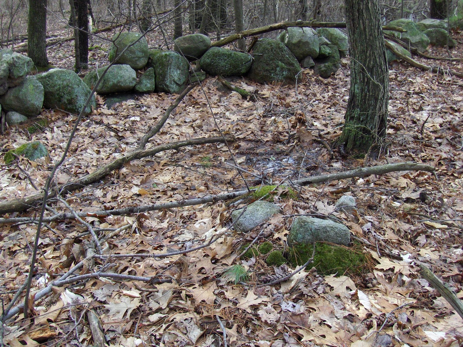 Rock Piles Lincoln Landfill small rock piles by a spring