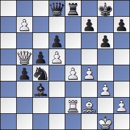 Partida Alekhine - Valles en el IV Torneo Internacional de Ajedrez de Sabadell 1945, posición después de 31...Cxc4