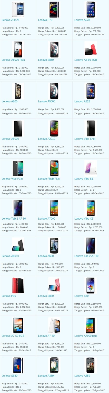 Daftar Harga Hp Lenovo Februari 2016 Daftar Harga Hp Lenovo Februari 2016