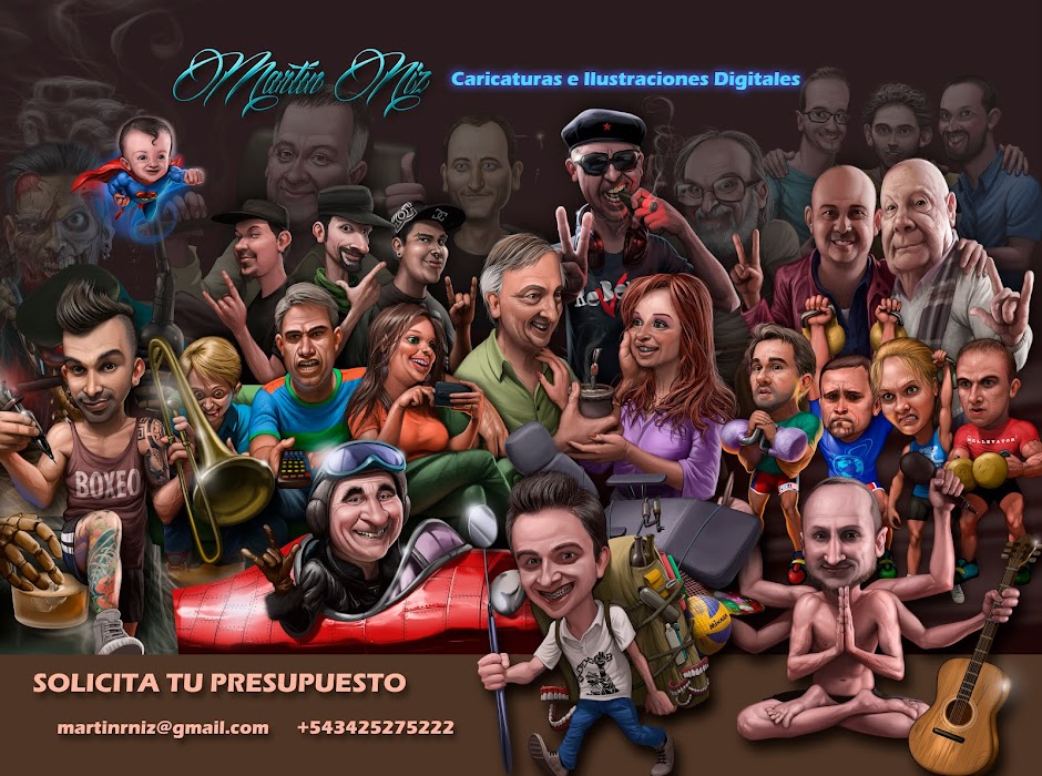 Caricaturas y Retratos Digitales y Artesanales. Animaciones 2D y 3D. ilustraciones en gral.