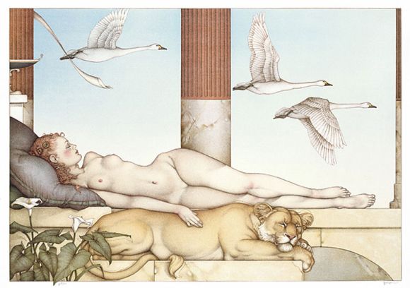 Michael Parkes pinturas litografias esculturas sensuais renascentistas vintage