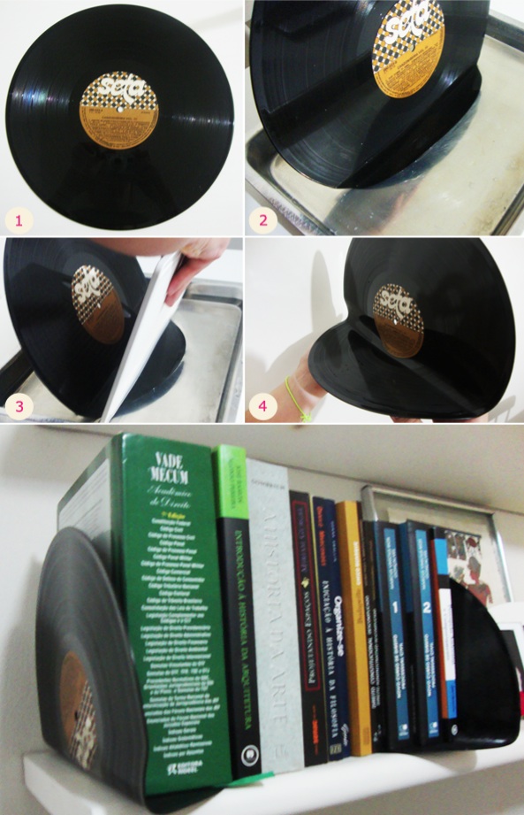 TO DIY OR NOT TO DIY SUPORTES PARA LIVROS COM DISCOS DE VINYL