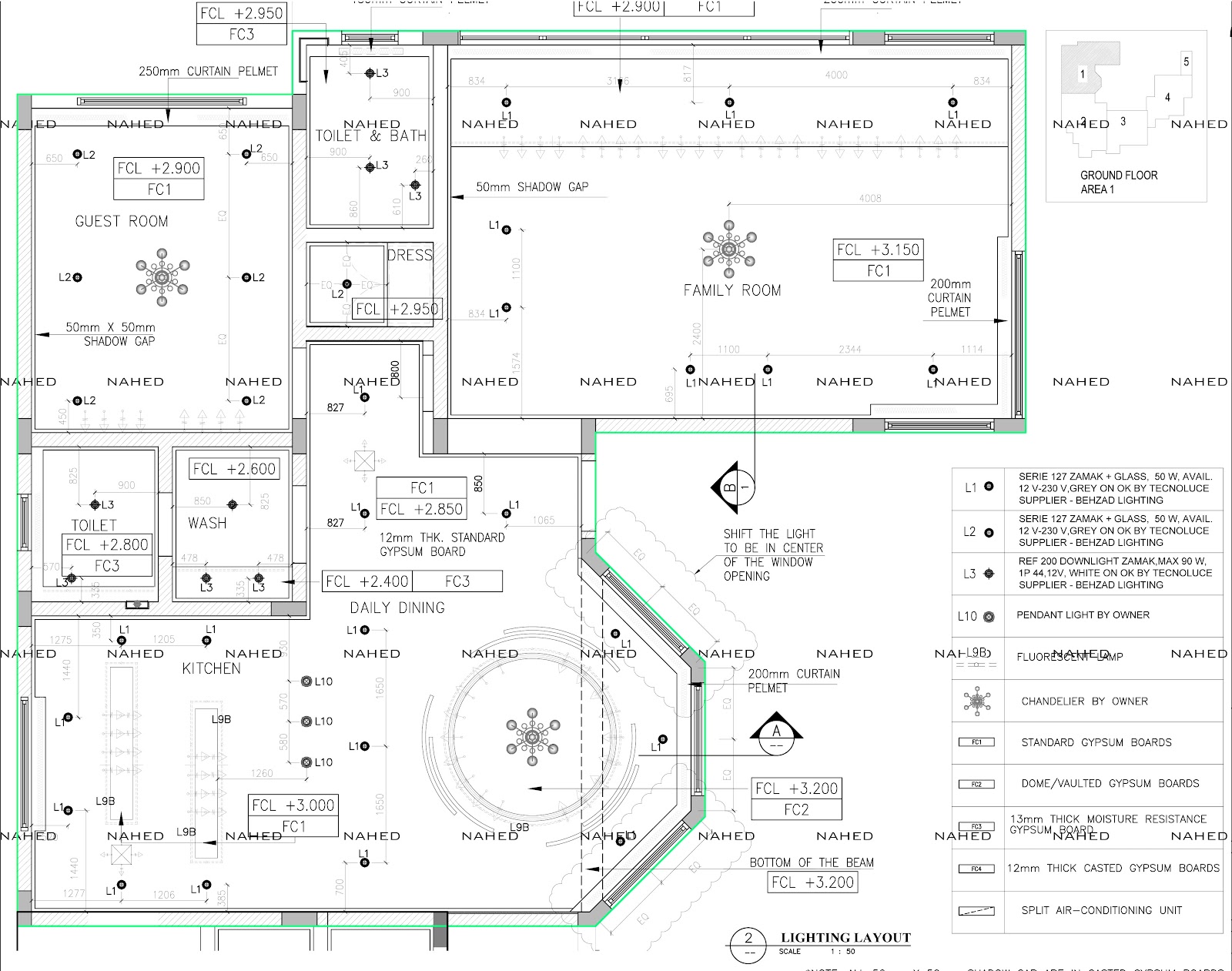 Private Villa Ceiling Setout Layout Detail Working Drawing