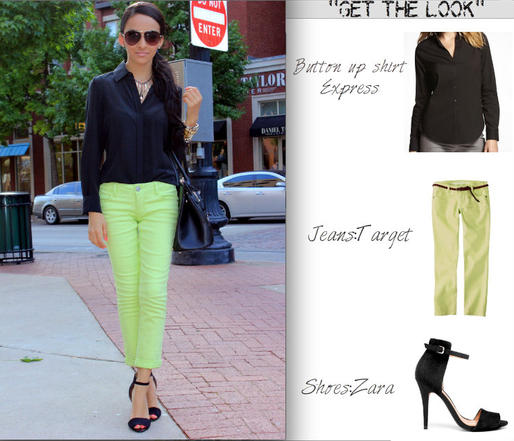 Lime green jeans.