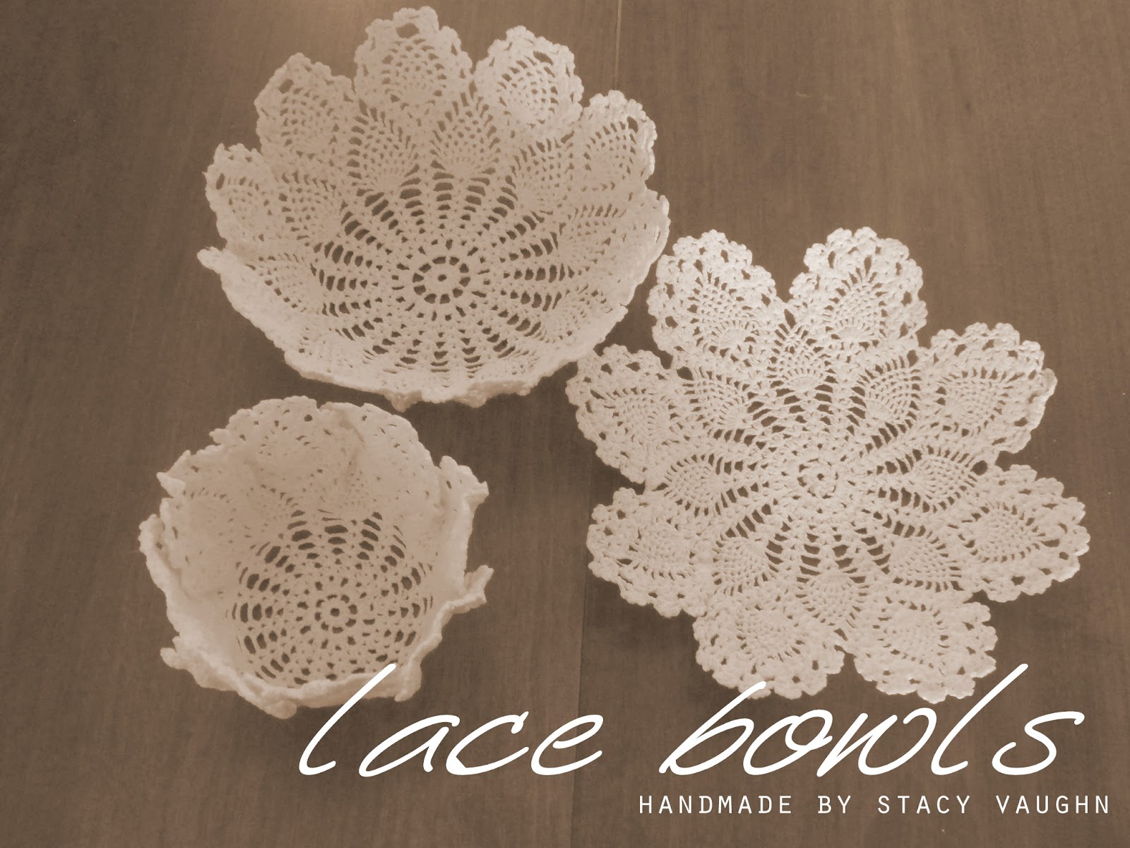 handmade by stacy vaughn lace bowls