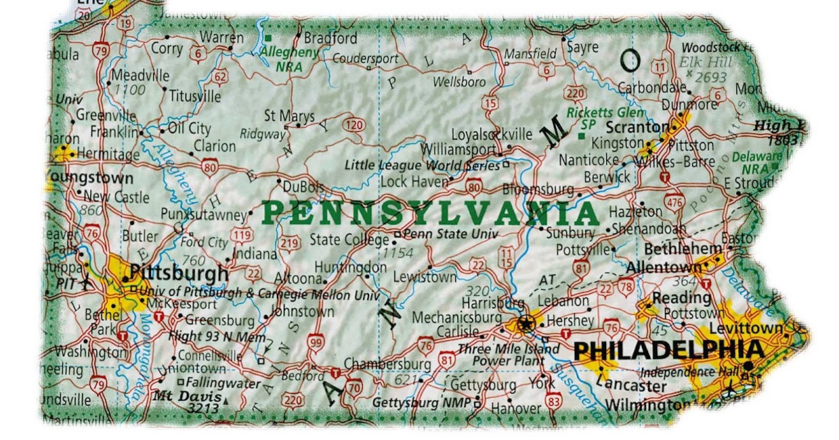 Online Maps Pennsylvania Map with Cities