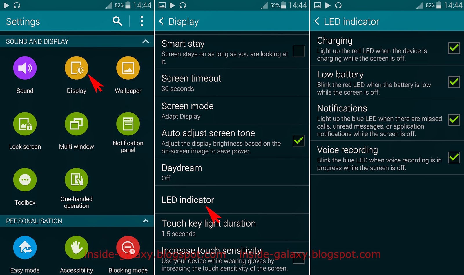 Inside Galaxy Samsung Galaxy S5 How to Set LED Indicator in Android 4
