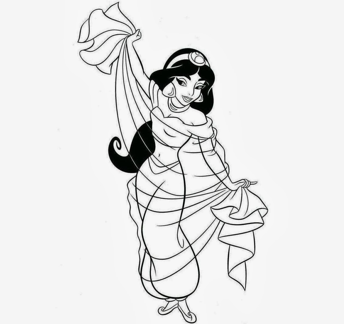 Disney Jasmine Princess Coloring Drawing Free wallpaper