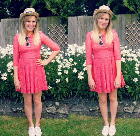 topshop pink lace dress
