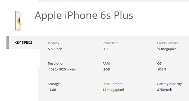  Apple iPhone 6s Plus specifications