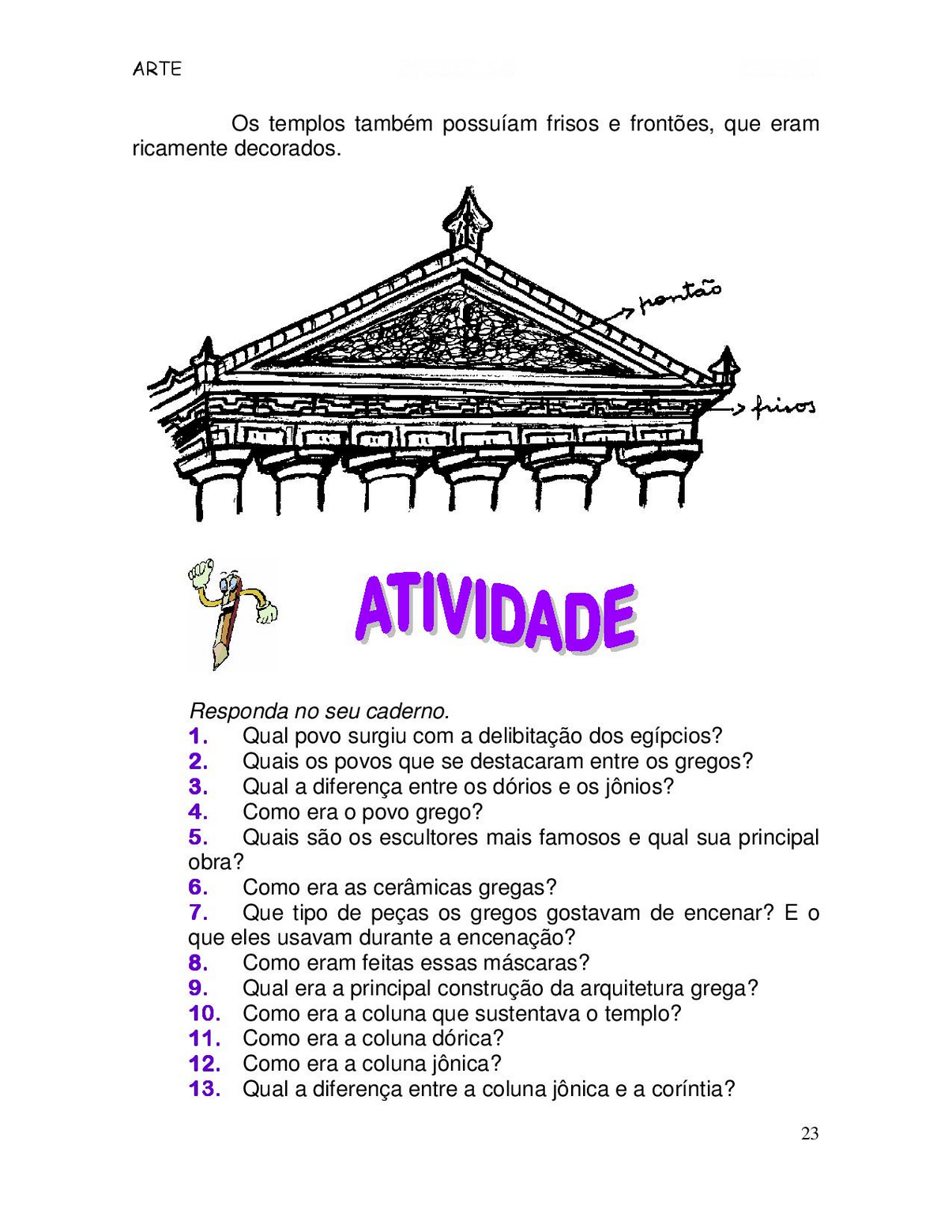 ATIVIDADES DE ARTE 8° ANO EXERCÍCIOS (IMAGENS) PARA IMPRIMIR II