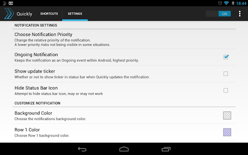 Quickly Notification Shortcuts app screenshoot Quickly Notification Shortcuts app screenshoot