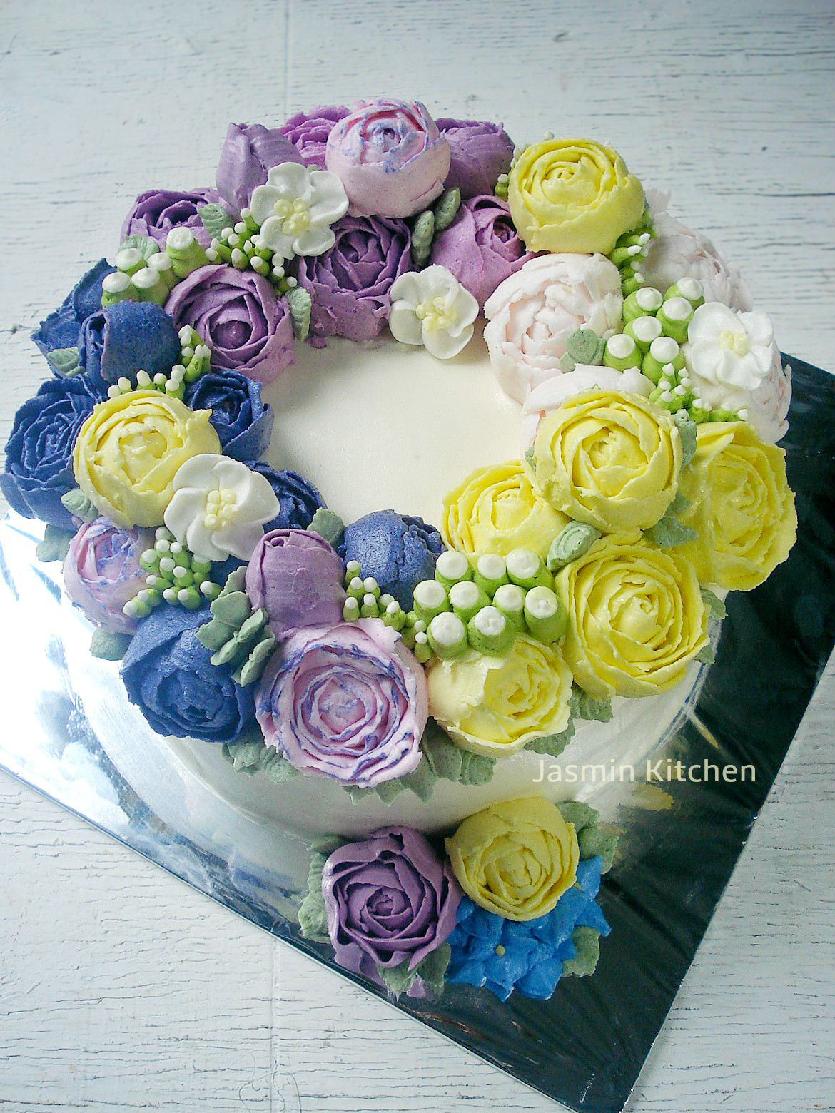 jasmin's kitchen pesanan korean buttercream flower cake