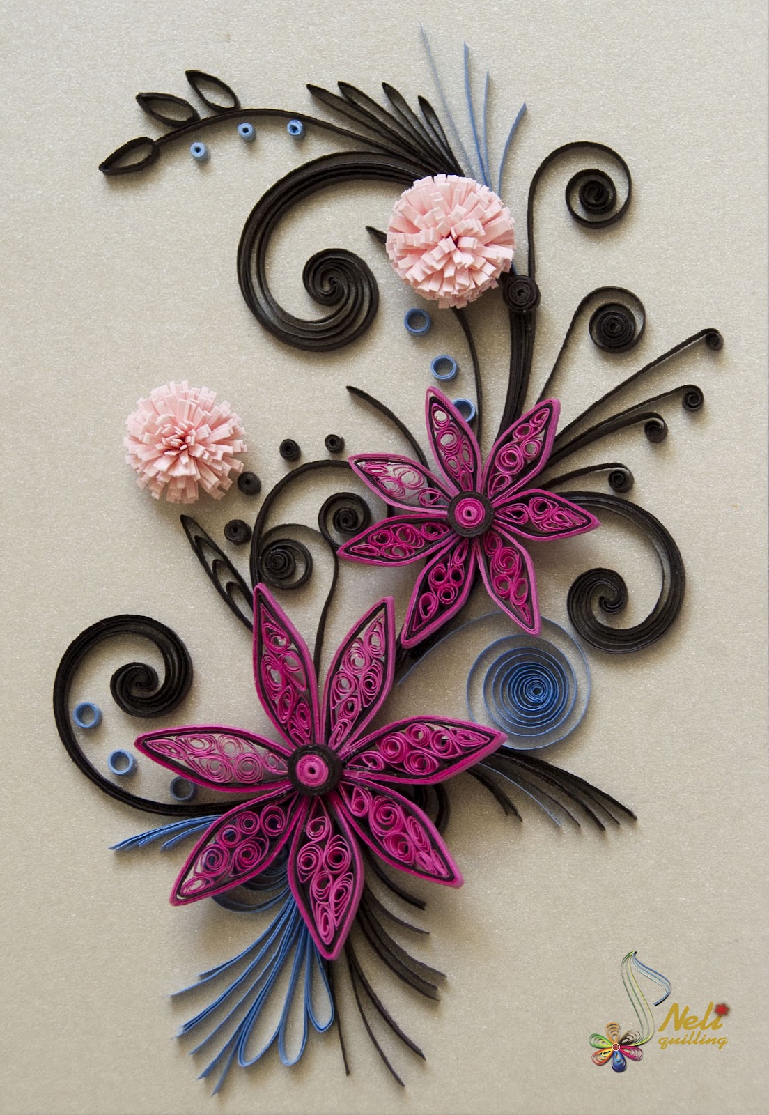 Neli Quilling Art Quilling card purple flowers