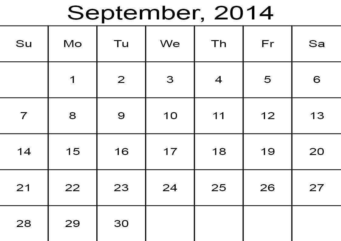 2014 calendar august