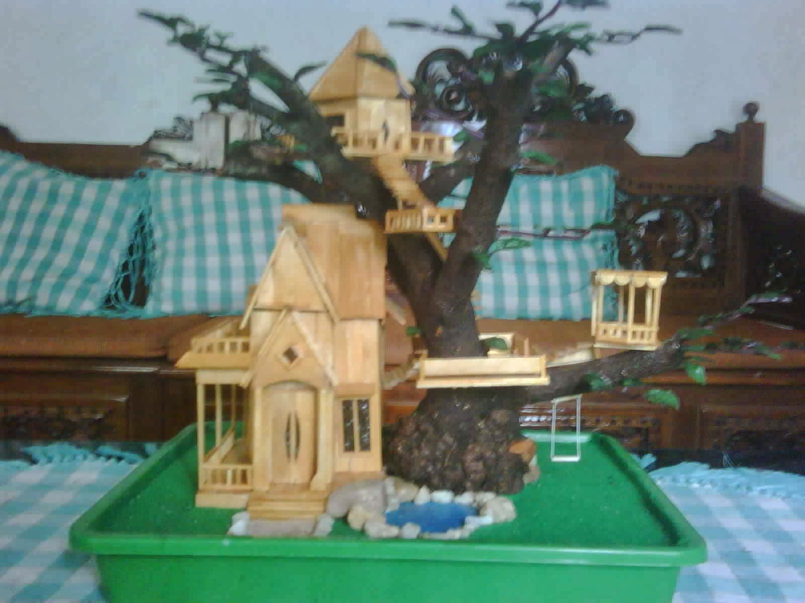 Seseranmu Kerajinan Rumah Pohon Miniatur Dari Stik Ice Cream