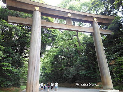 The Huge Torii entrance gate to the Meiji Jingu Shrine, Tokyo